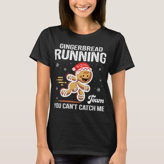 Gingerbread Running Team Weihnachtskoch Funny Xm T-Shirt (Vorderseite)