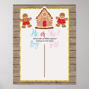 Gingerbread Rustic Wood Gender Reveal Board Poster