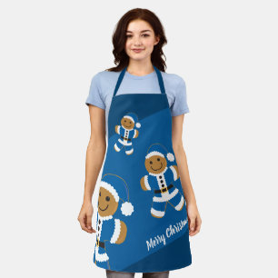Gingerbread Santa Blue Weihnachten Schürze