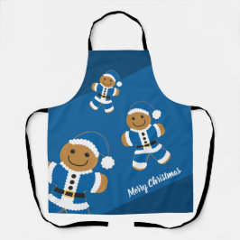 Gingerbread Santa Blue Weihnachten Schürze