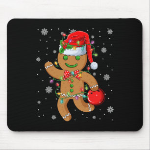 Gingerbread Santa Hut spielt Bowling Weihnachten T Mousepad