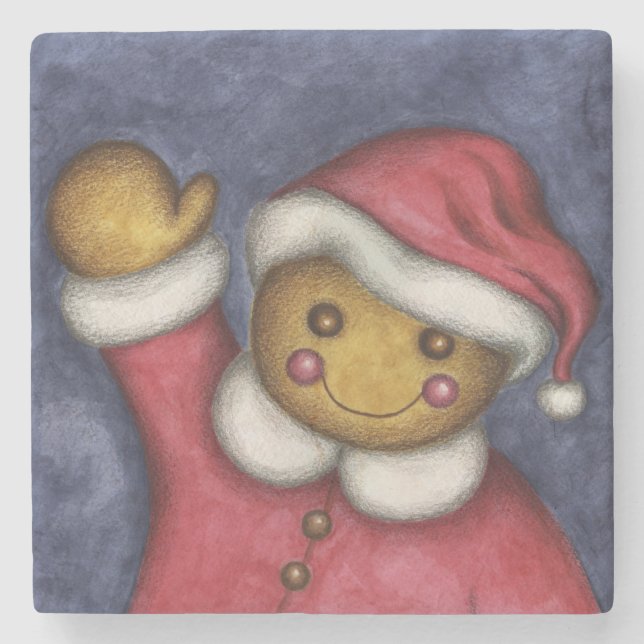 Gingerbread Santa Stone Untersetzer (Vorderseite)