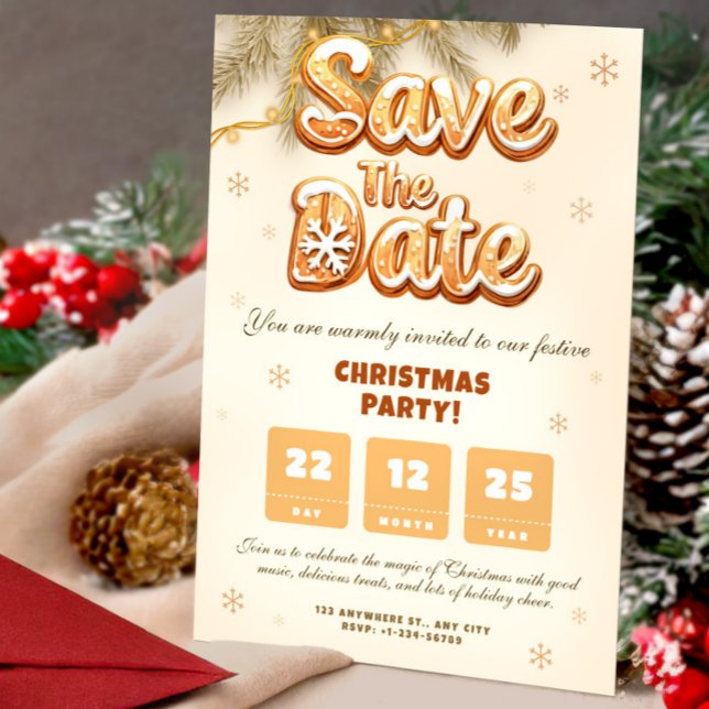Gingerbread Save the Date Christmas Winter Party Einladung (Gingerbread Save the Date Christmas Winter Party Invitation)