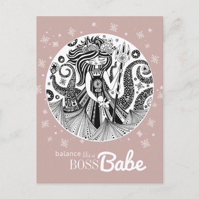 Gingerbread Sea Hexe | Dunkle Rose Gold Pink Postkarte (Vorderseite)