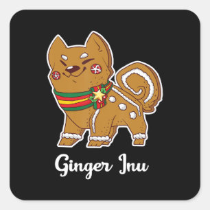 Gingerbread shiba inu Hundeschenk für Weihnacht Quadratischer Aufkleber