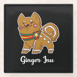Gingerbread shiba inu   Hundeschenk für Weihnachte Glasuntersetzer