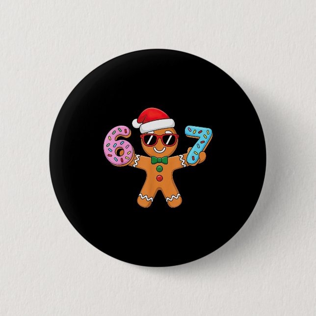 Gingerbread Six Seven 67 Ice Cream Drip Christmas  Button (Vorderseite)