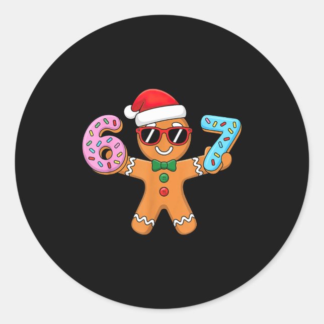 Gingerbread Six Seven 67 Ice Cream Drip Christmas  Runder Aufkleber (Vorderseite)