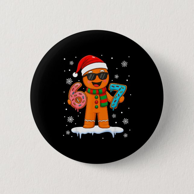 Gingerbread Six Seven 67 Meme 6 7 Funny Christmas  Button (Vorderseite)