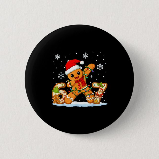 Gingerbread Six Seven 67 Meme 6 7 Funny Christmas  Button (Vorderseite)