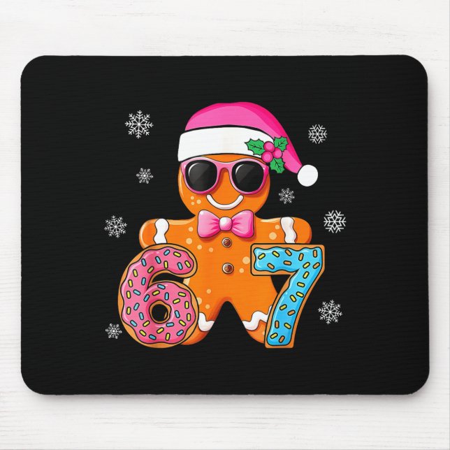 Gingerbread Six Seven 67 Meme 6 7 Funny Christmas  Mousepad (Vorne)