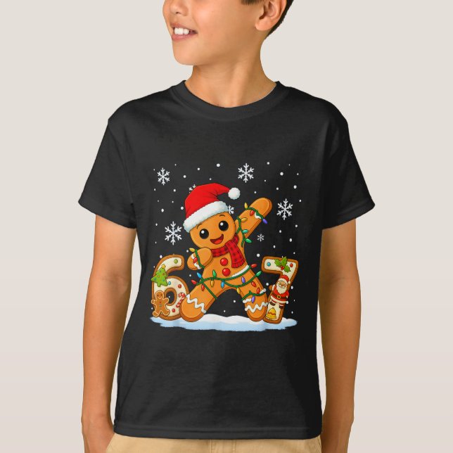 Gingerbread Six Seven 67 Meme 6 7 Funny Christmas  T-Shirt (Vorderseite)