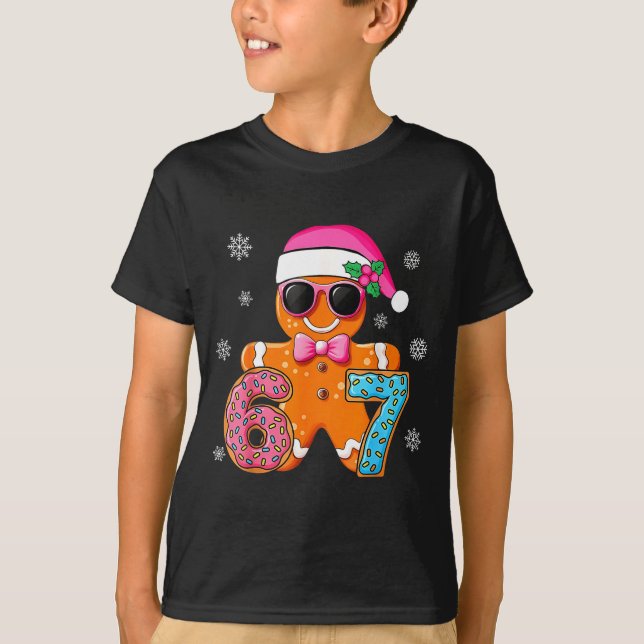 Gingerbread Six Seven 67 Meme 6 7 Funny Christmas  T-Shirt (Vorderseite)
