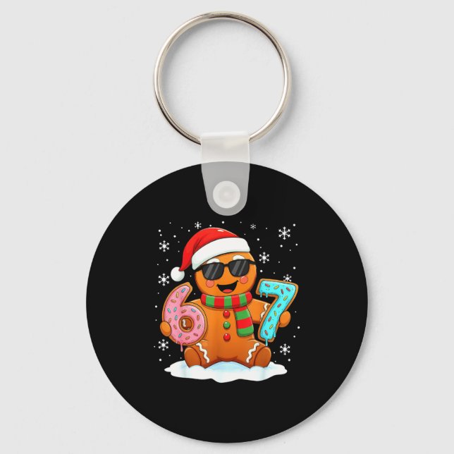 Gingerbread Six Seven Bruh Funny Christmas Meme Si Schlüsselanhänger (Vorderseite)