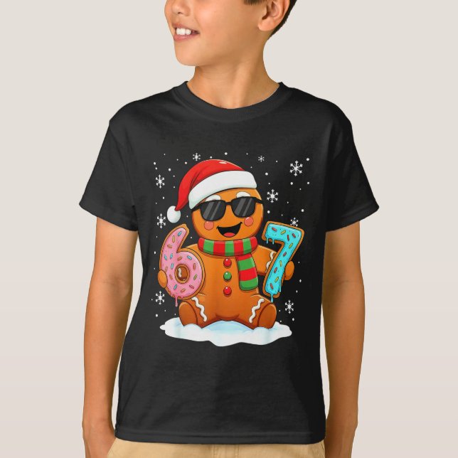 Gingerbread Six Seven Bruh Funny Christmas Meme Si T-Shirt (Vorderseite)