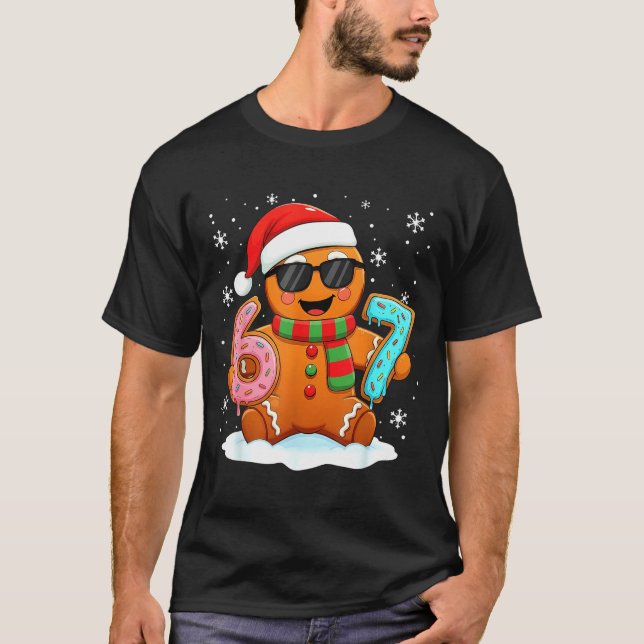 Gingerbread Six Seven Bruh Funny Christmas Meme Si T-Shirt (Vorderseite)