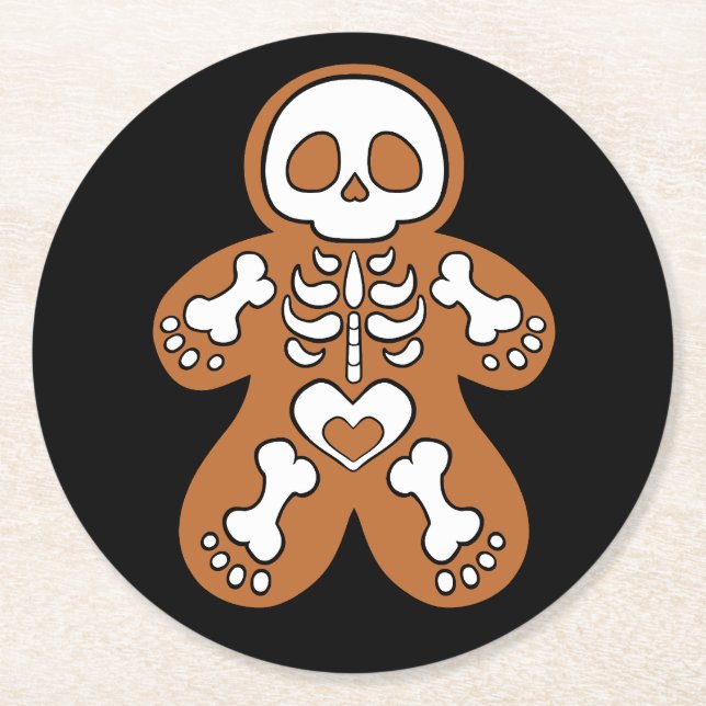 Gingerbread Skeleton Man Runder Pappuntersetzer (Vorderseite)