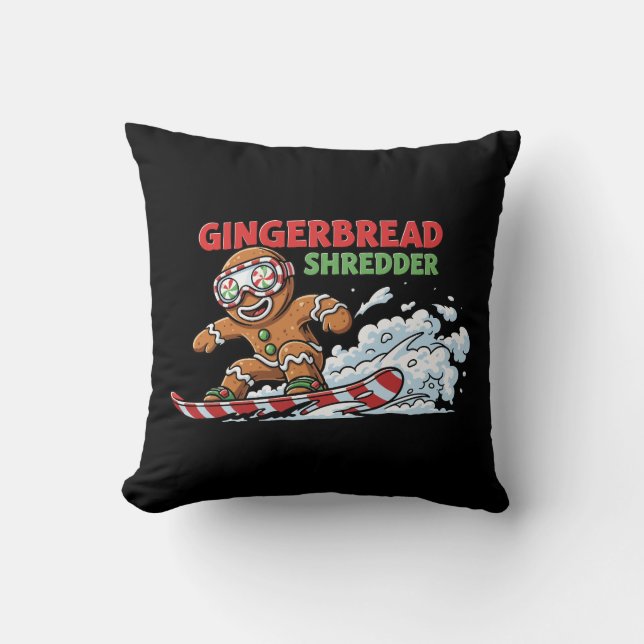 Gingerbread Snowboarder Kissen (Vorderseite)