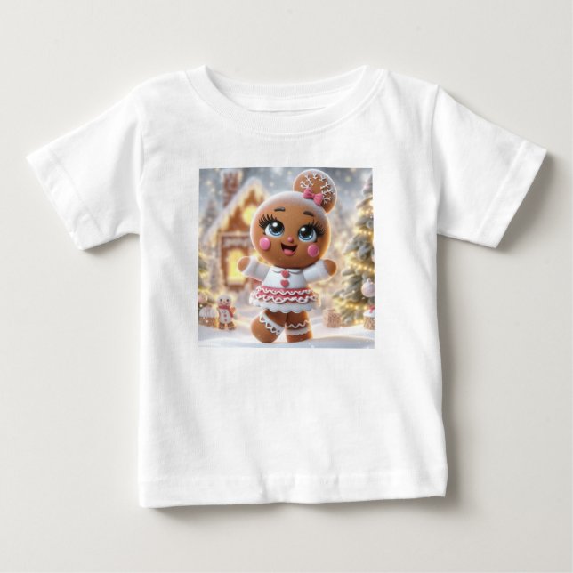 Gingerbread Snowflake Sparkle Baby T-shirt (Vorderseite)