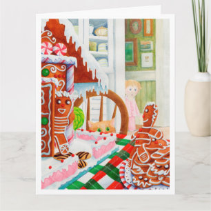 GINGERBREAD SURPRISE Grande carte de Noël