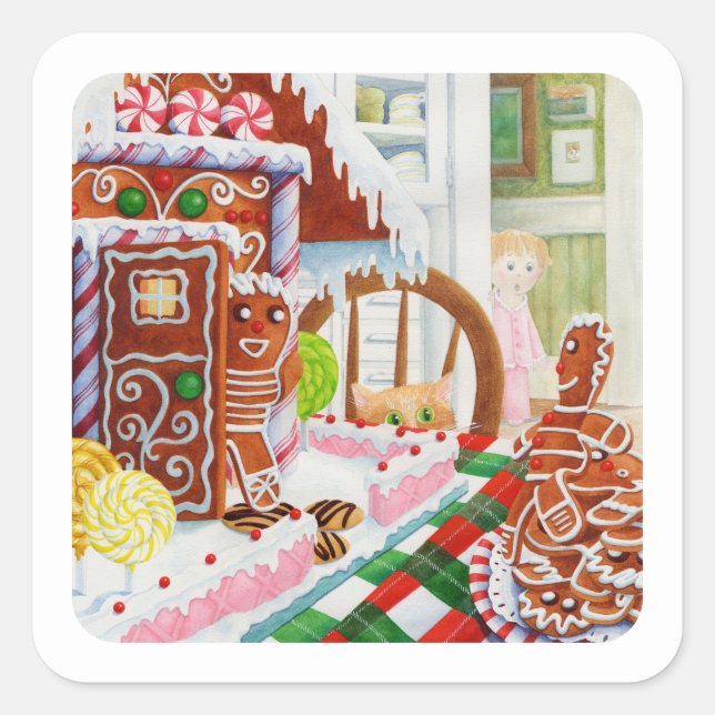 GINGERBREAD SURPRISE Petits Stickers Carré (Devant)
