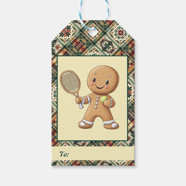 Gingerbread Tennis Grand Slam 🎾 Sondertext 🎄 Geschenkanhänger (Vorderseite)