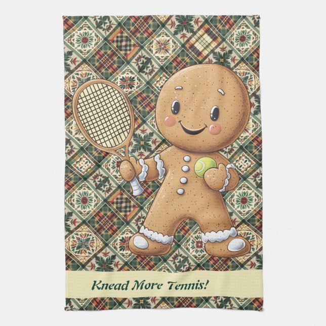 Gingerbread Tennis Grand Slam 🎾 Sondertext 🎄 Geschirrtuch (Vertikal)