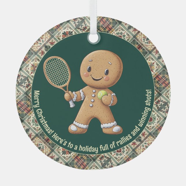 Gingerbread Tennis Grand Slam 🎾 Sondertext 🎄 Ornament Aus Glas (Vorderseite)