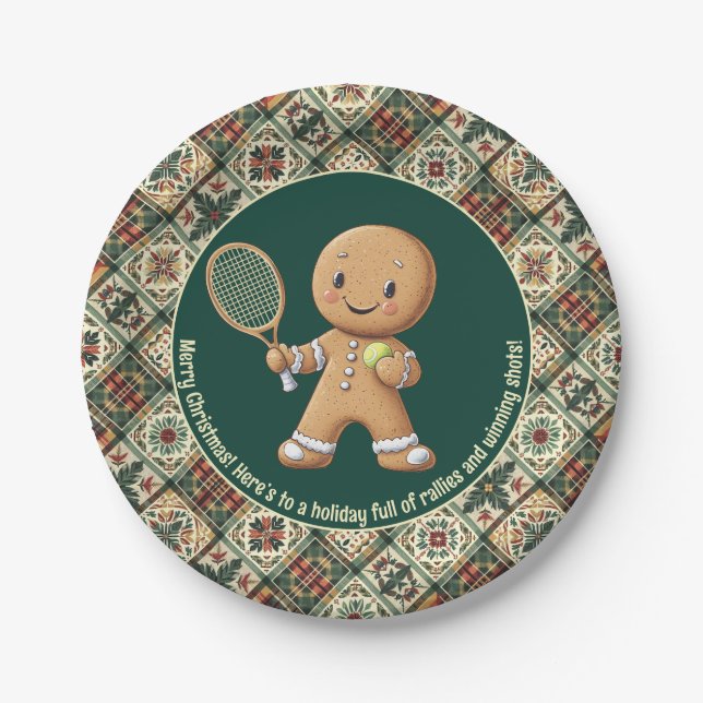 Gingerbread Tennis Grand Slam 🎾 Sondertext 🎄 Pappteller (Vorderseite)