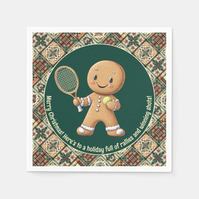 Gingerbread Tennis Grand Slam 🎾 Sondertext 🎄 Serviette (Vorderseite)