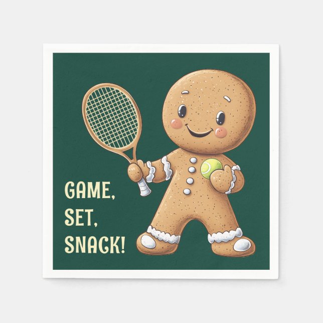 Gingerbread Tennis Grand Slam 🎾 Sondertext 🎄 Serviette (Vorderseite)