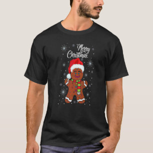 Gingerbread Tragen Weihnachtsmannmütze Weihnachtsk T-Shirt