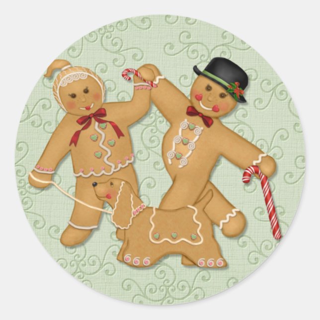 Gingerbread Trio 2 Runder Aufkleber (Vorderseite)