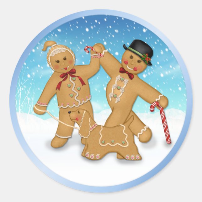 Gingerbread Trio Runder Aufkleber (Vorderseite)