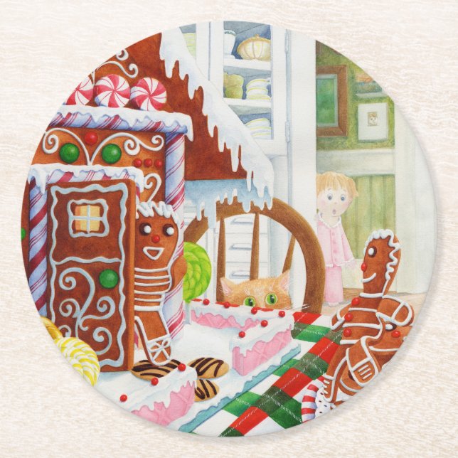 GINGERBREAD ÜBERRASCHENDE RUNDPaper-Untersetzer Runder Pappuntersetzer (Vorderseite)