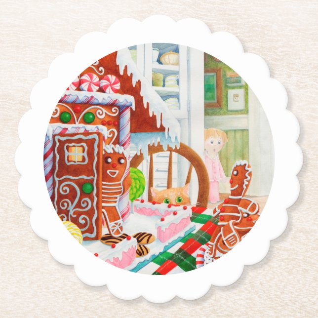 GINGERBREAD ÜBERRASCHENDE Scallop-Round-Paper-Unte Untersetzer (Vorderseite)