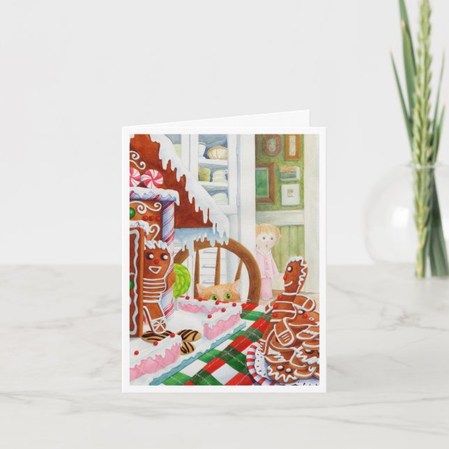 GINGERBREAD ÜBERRASCHENDE Weihnachtskarte Feiertagskarte (Vorderseite)