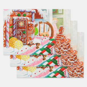 GINGERBREAD ÜBERRASCHENDES Flachfolienpapier Geschenkpapier Set