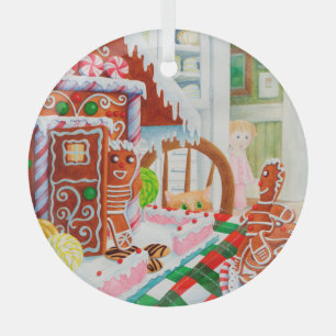 GINGERBREAD ÜBERRASCHENDES Glaszirkular Ornament Aus Glas