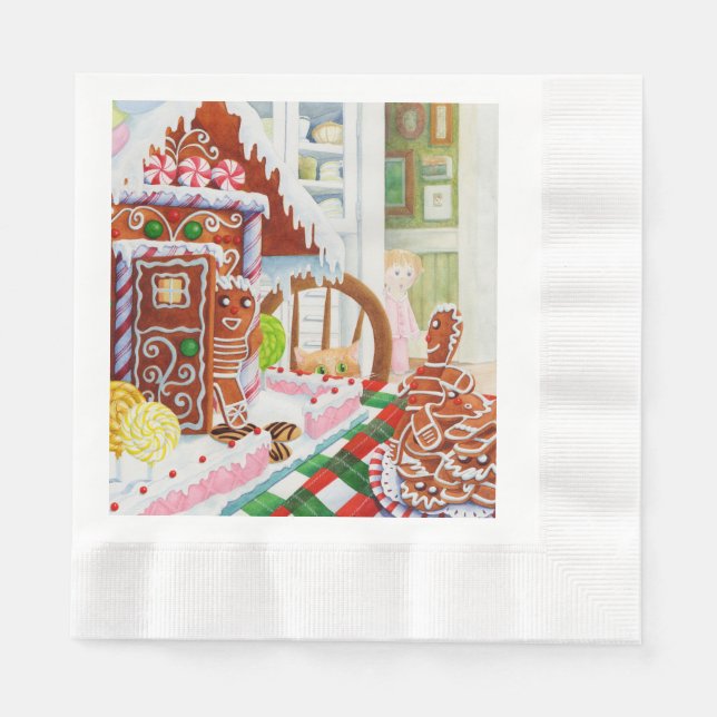 GINGERBREAD ÜBERRASCHUNG geprägtes Mittagsmagazin  Serviette (Vorderseite)
