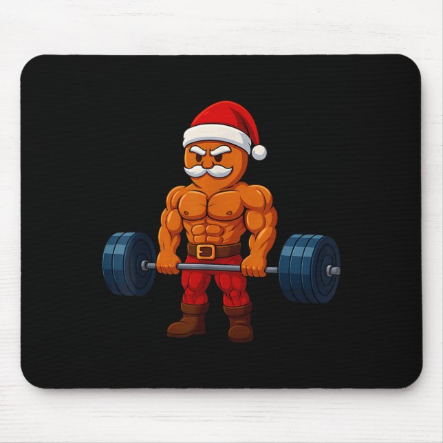 Gingerbread Weightlifting Fitness Gym Workout Chri Mousepad (Vorne)