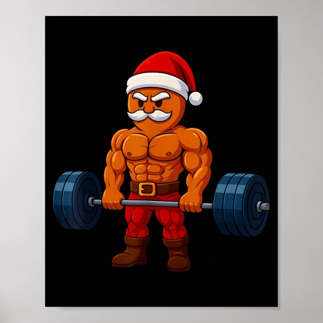 Gingerbread Weightlifting Fitness Gym Workout Chri Poster (Vorne)