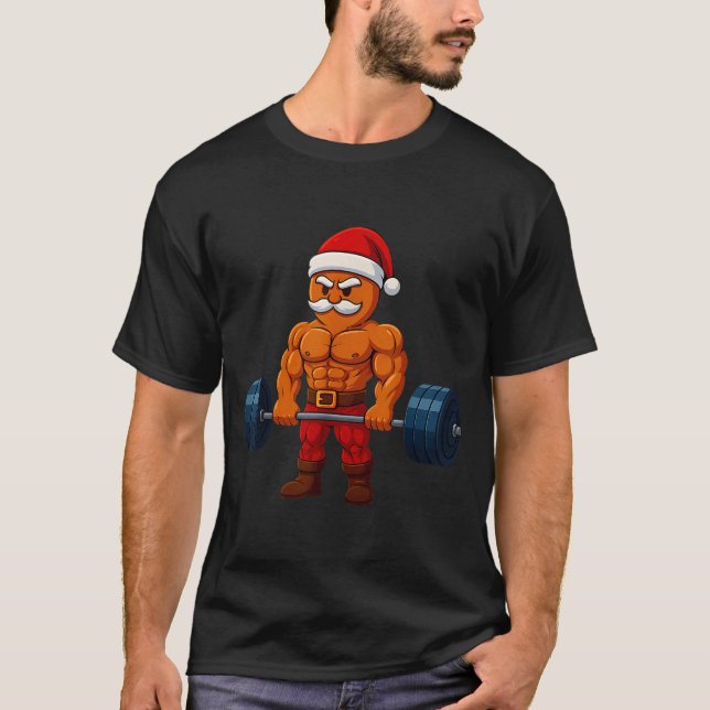 Gingerbread Weightlifting Fitness Gym Workout Chri T-Shirt (Vorderseite)