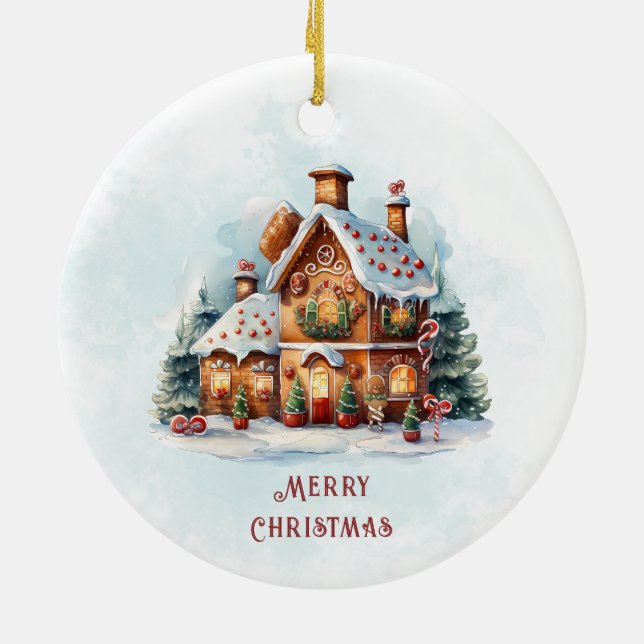 Gingerbread Weihnachtsfeiertag Keramik Ornament (Hinten)