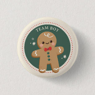 Gingerbread Weihnachtsgeschlecht enthüllt Teamboy Button