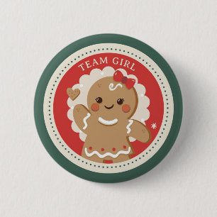 Gingerbread Weihnachtsgeschlecht enthüllt Teammädc Button