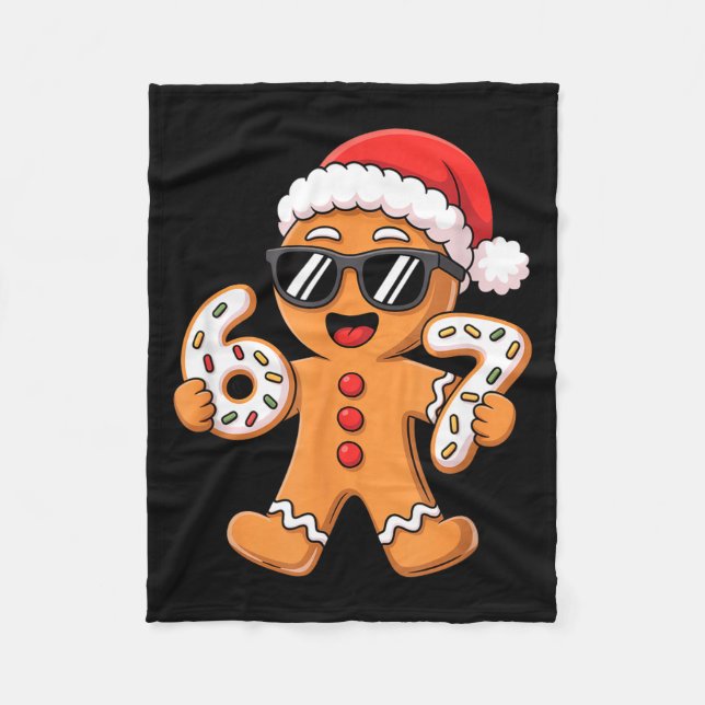 Gingerbread-Weihnachtsmann mit Sonnenbrille hält 6 Fleecedecke (Vorderseite)