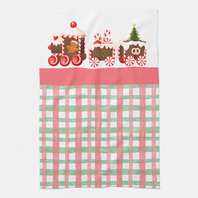 Gingerbread Weihnachtszug Geschirrtuch (Vertikal)