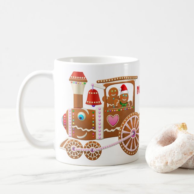 Gingerbread Weihnachtszug Kaffeetasse (Mit Donut)