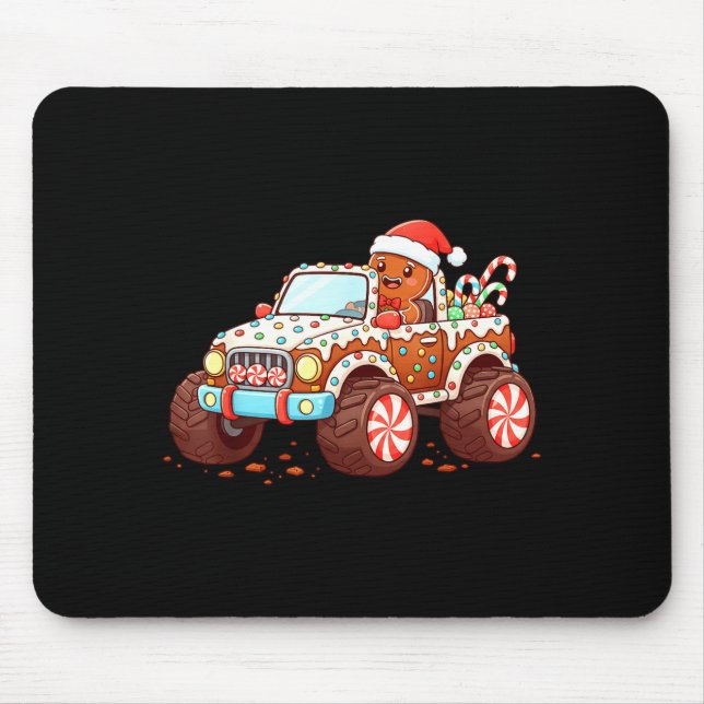 Gingerbread Xmas Candy Truck Funny Christmas Bakin Mousepad (Vorne)